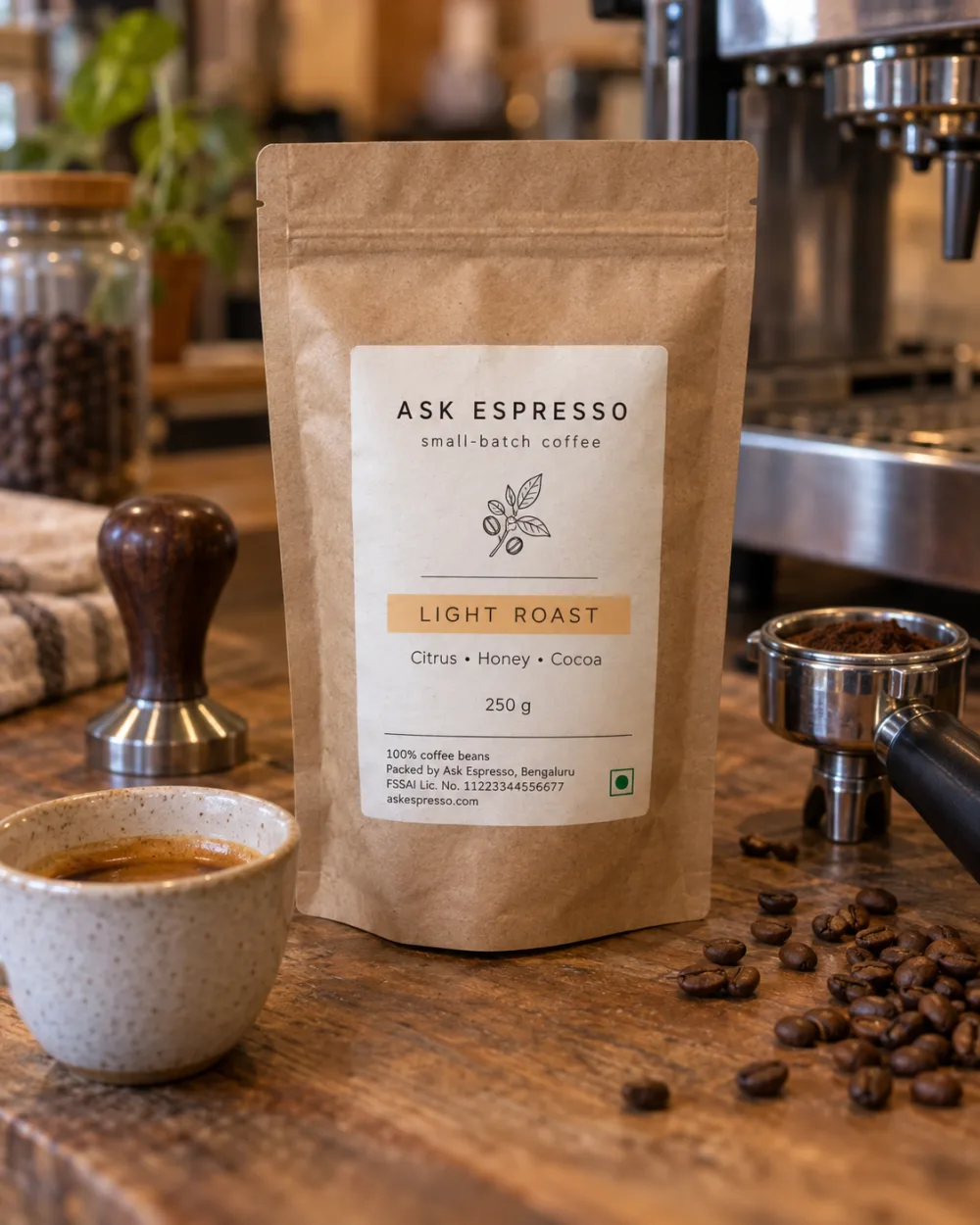 Ask Espresso coffee prepared in a small batch