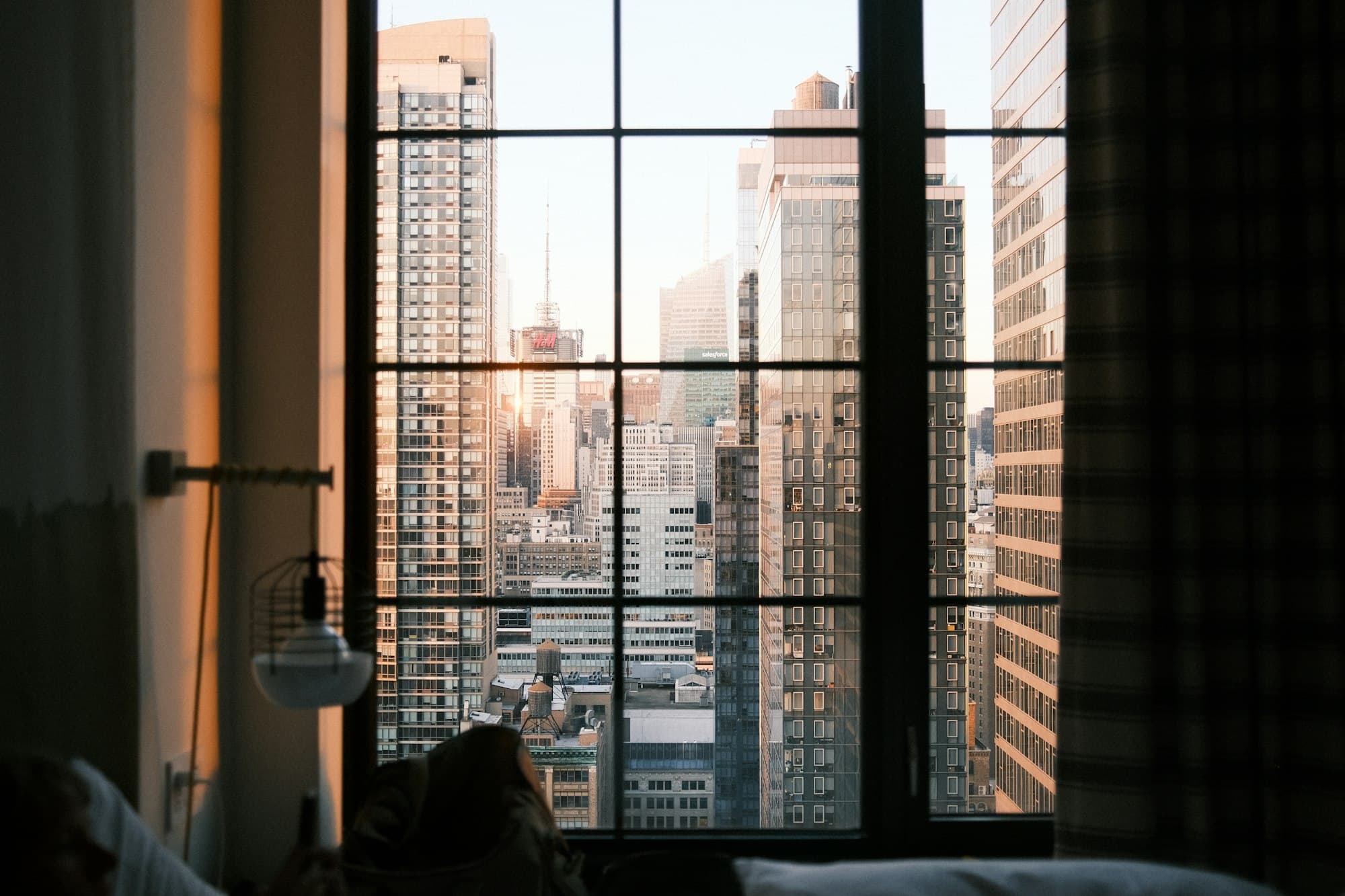 New York seen from a bedroom window before sunrise